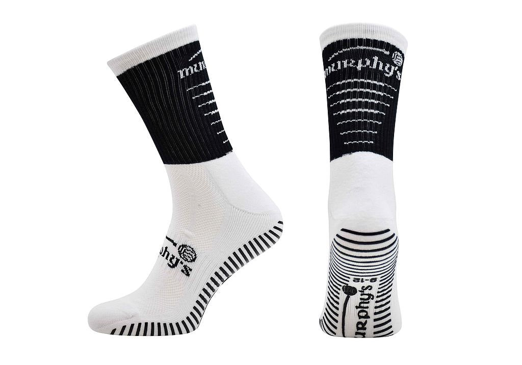 Murphys Pro Mid GAA Grip Socks  Black White