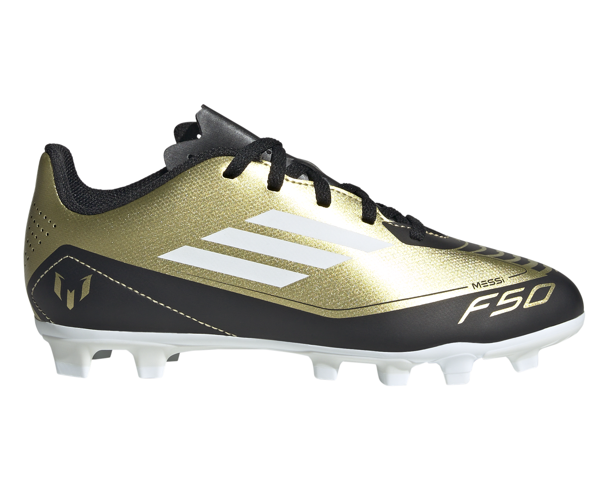 Adidas F50 Club Messi Firm Ground Junior Football Boots Black Gold (Black Gold)