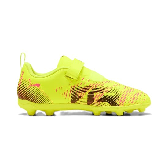 Puma Future 8 Play Velcro Firm Ground Junior Football Boots Yellow Alert Puma Black (Yellow Black)