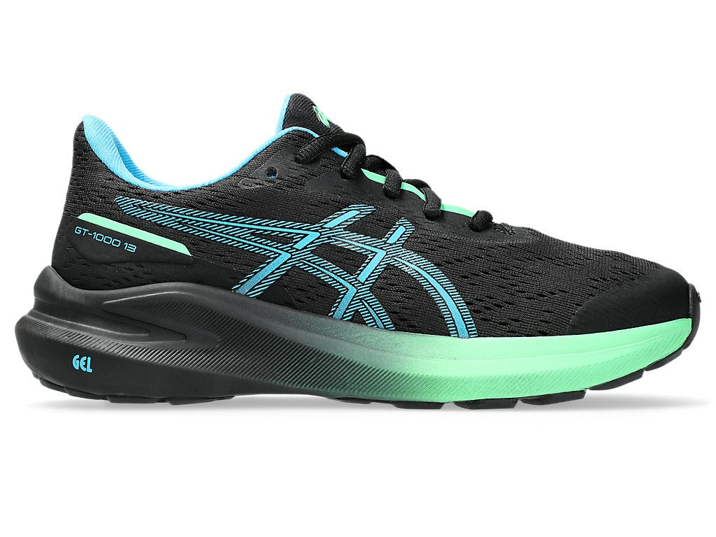 Asics GT- GS Kids Running Shoes Black Digital Aqua