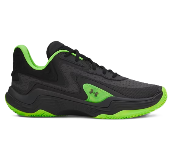 Under Armour Spawn 7 Unisex Basketball Shoes Black Hyper Green Metallic Black
