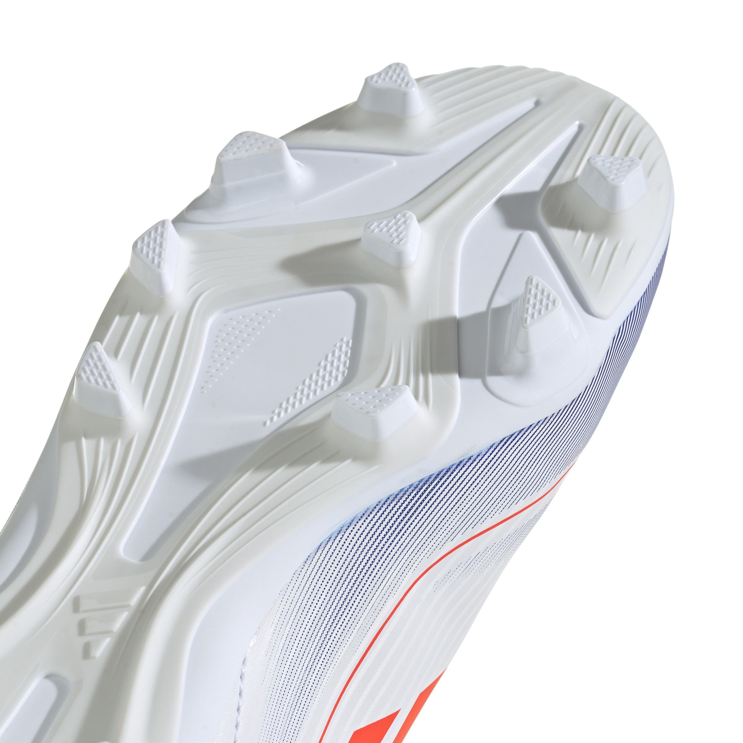 Adidas F50 Club Firm Ground Junior Football Boots White Solar Red Lucid Blue (White Red Blue)