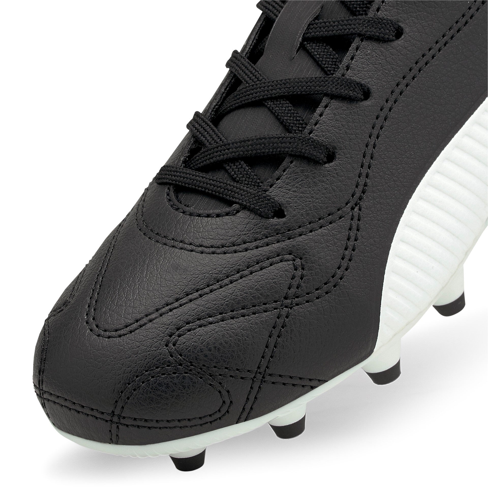 Puma Monarch II Firm Ground Junior Football Boots (Black White)