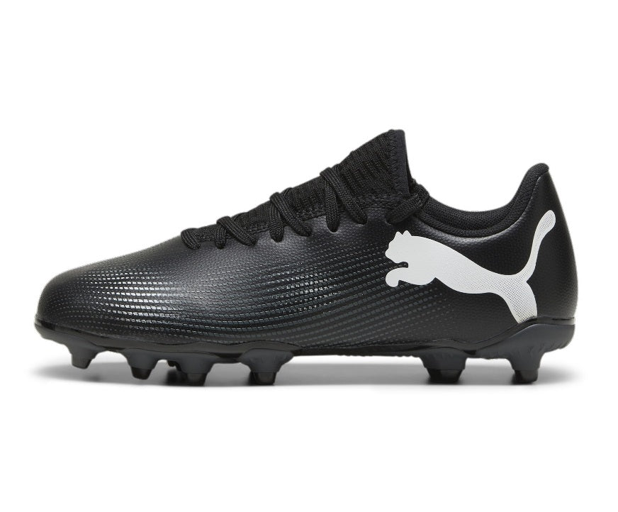 Puma Future 7 Play Firm Ground Junior Football Boots White Black White (Black White)