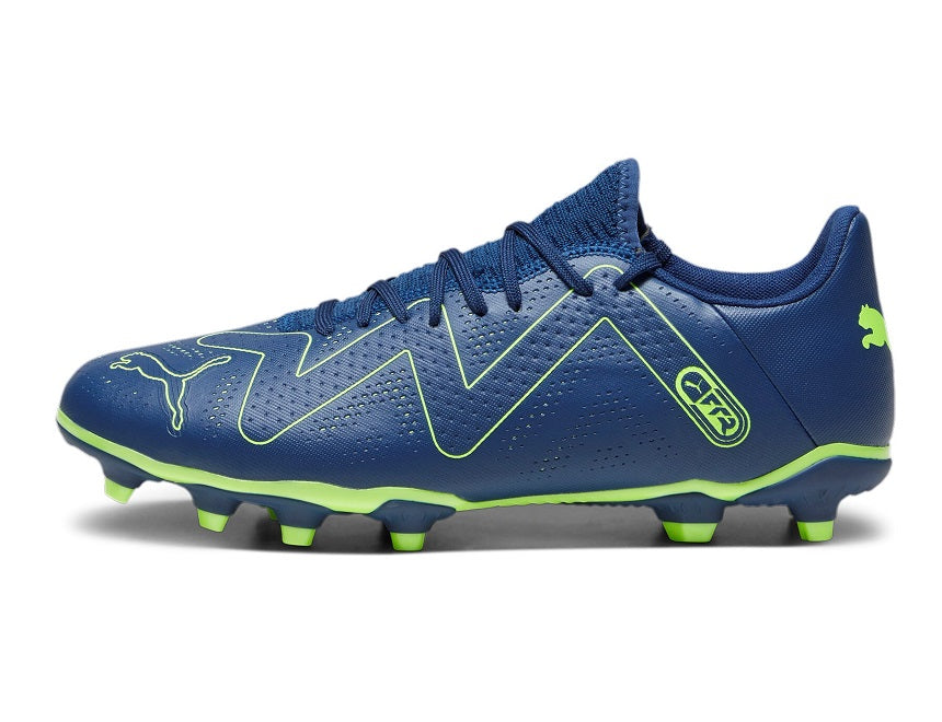 Puma Future Play Firm Ground Junior Football Boots Puma Persian Blue Pro Green (Navy Grey)