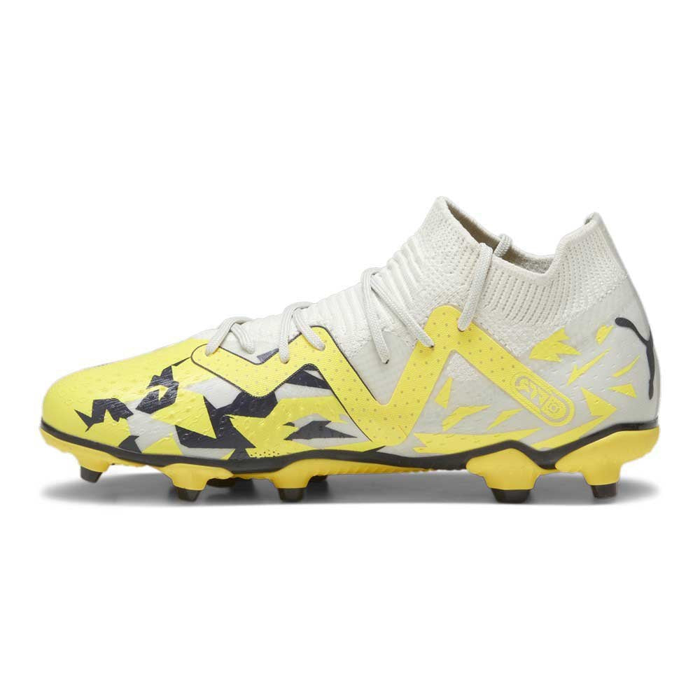 Puma Future Match Firm Ground Junior Football Boots Sedate Gray Asphalt Yellow (White Yellow)