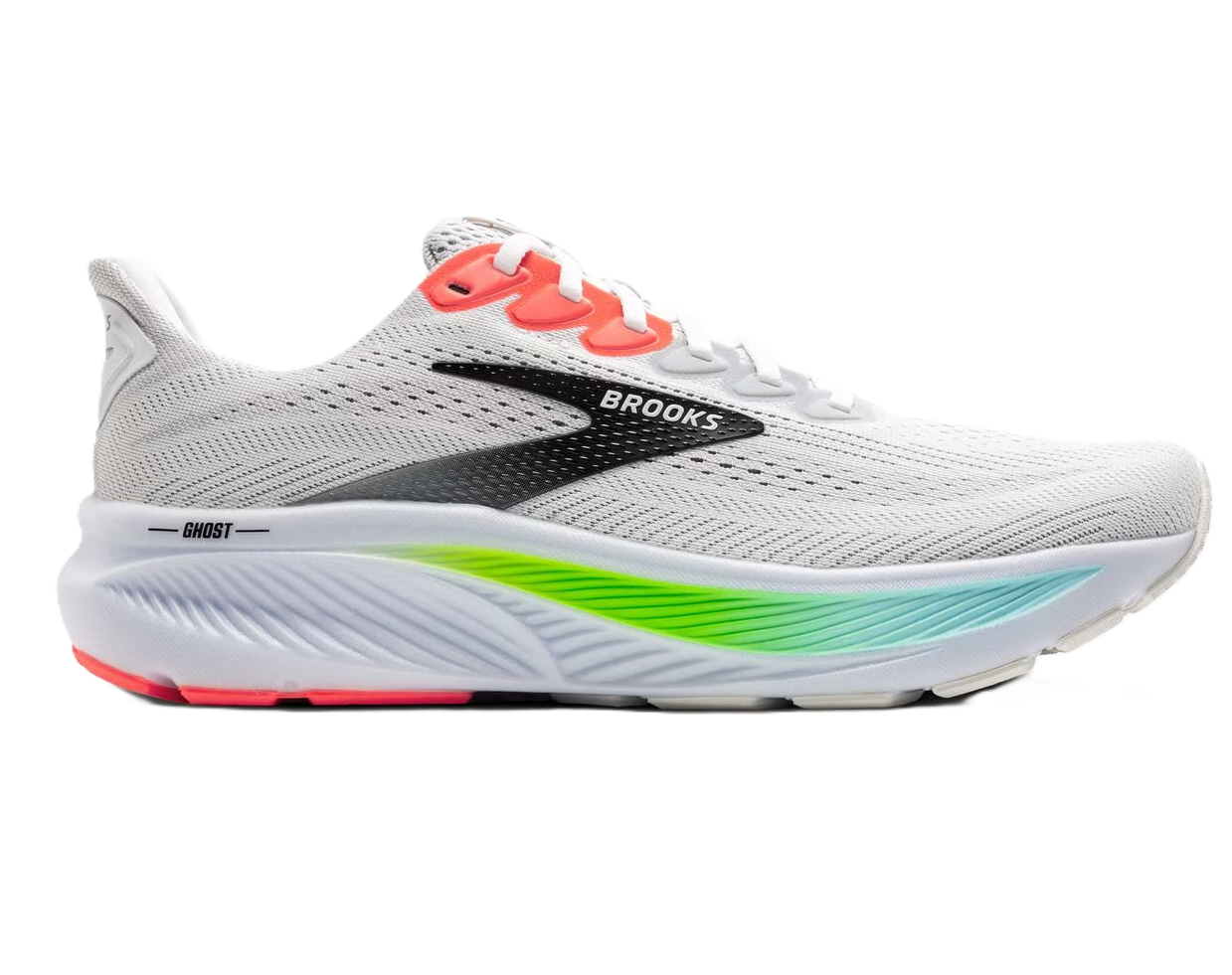 Brooks Ghost Men' Running Shoes White Pink Clay Gecko