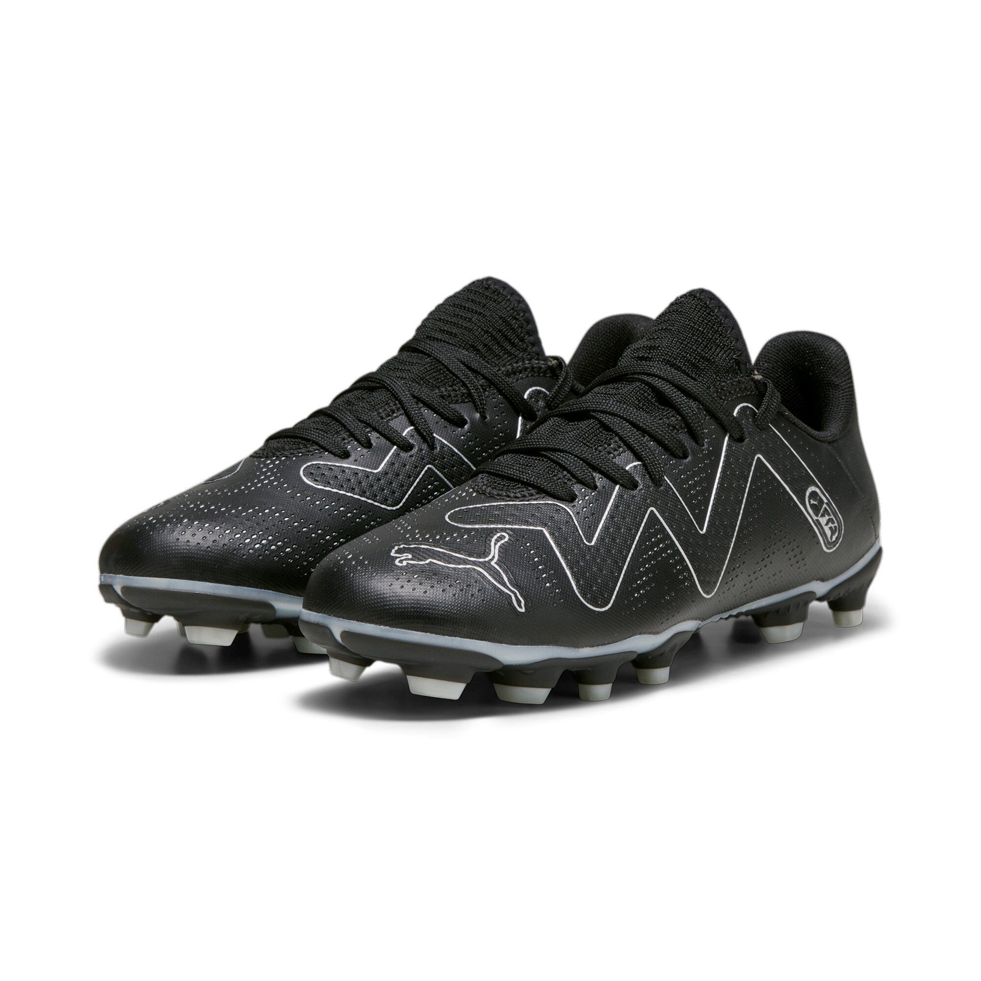 Puma Future Play Firm Ground Junior Football Boots Puma Black Silver (Black Silver)