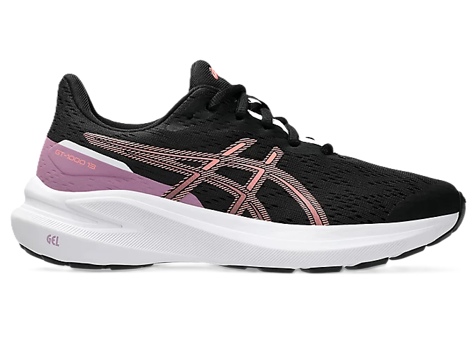 Asics GT- GS Kids Runnng Shoes Black Sun Coral