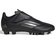 Adidas F50 Club Velcro Firm Ground Junior Football Boots Black Iron Metal Gold Metal