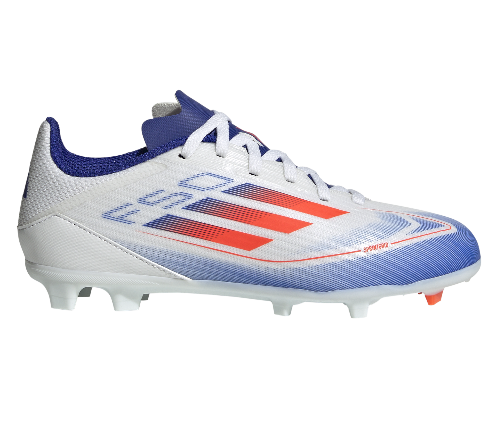 Adidas F50 League Firm Ground Junior Football Boots White Solar Red Lucid Blue (White Red Blue)