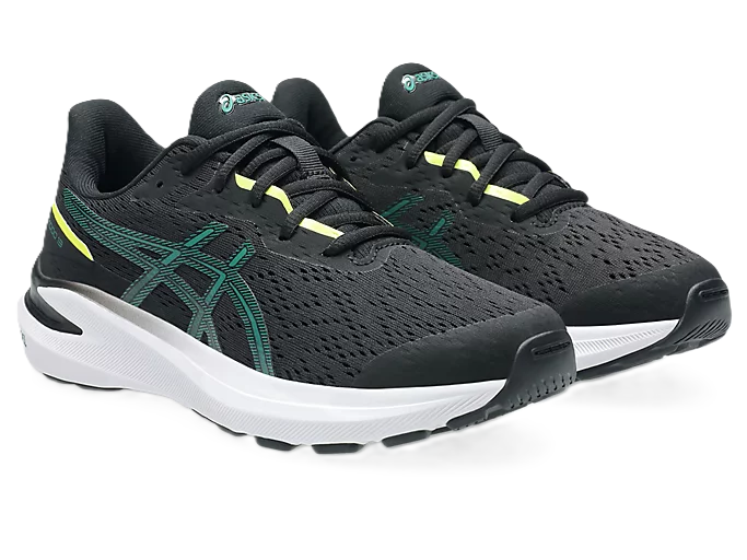Asics GT- GS Kids Runnng Shoes Black Jasper Green