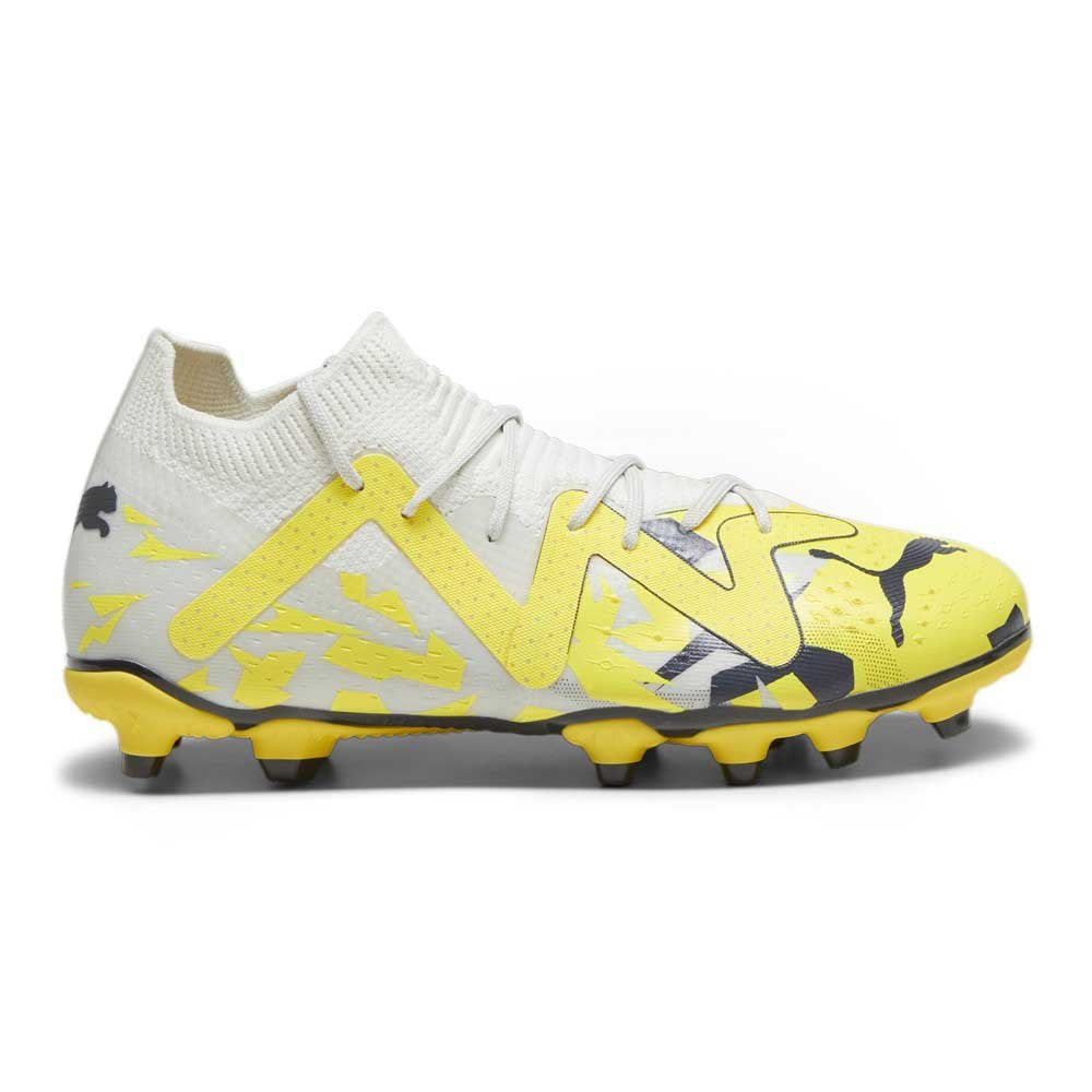 Puma Future Match Firm Ground Junior Football Boots Sedate Gray Asphalt Yellow (White Yellow)