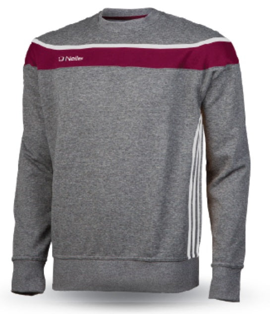 O'Neills Slaney Crew Neck Sweat (Grey Maroon White)