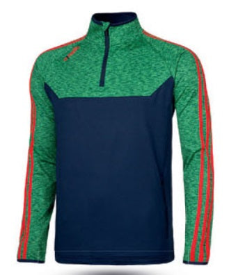 O'Neills Kasey 3 Stripe Brushed Half Zip (Navy Melange Green Red)