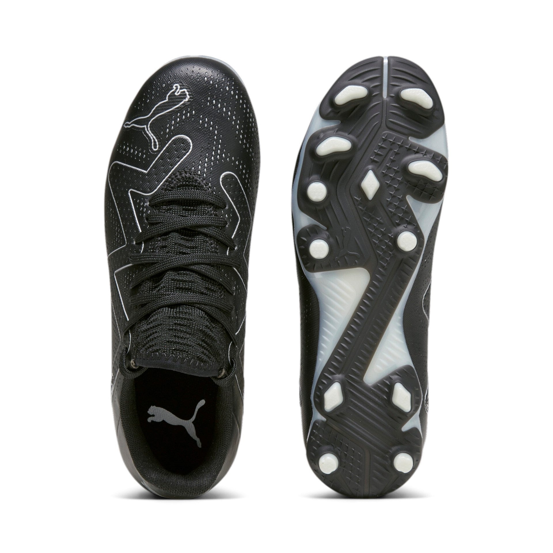 Puma Future Play Firm Ground Junior Football Boots Puma Black Silver (Black Silver)