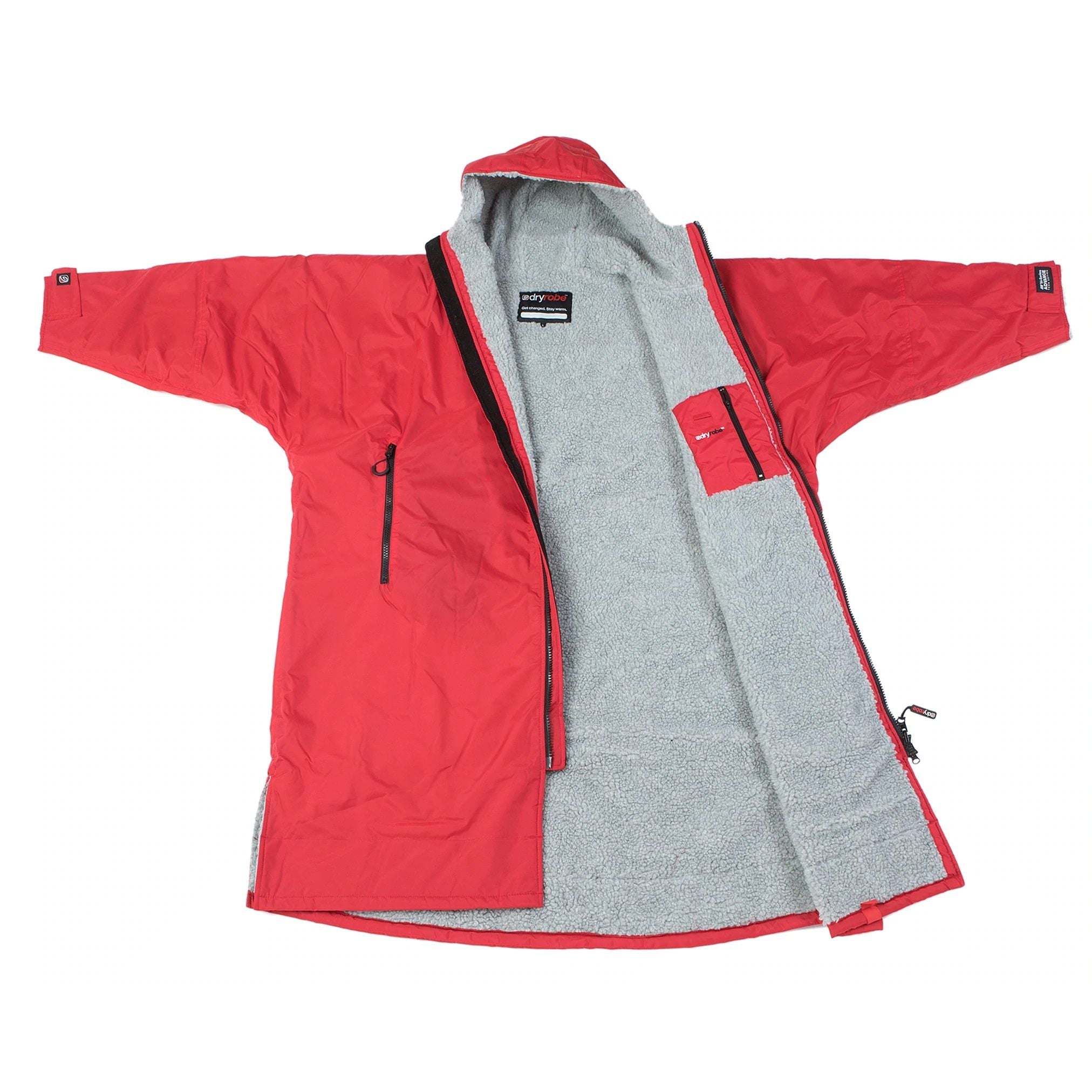 Dryrobe Advanced long Sleeve Changing Robe Red Grey