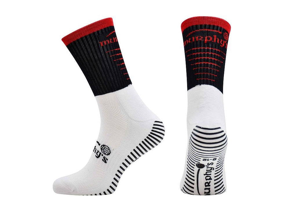 Murphys Pro Mid GAA Grip Socks  Black Red